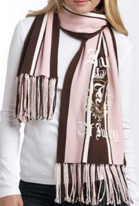 Juicy Couture knitted monogram scarf in pink