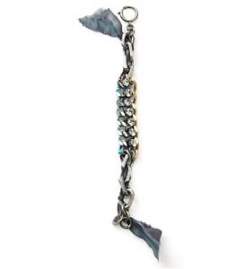 JUICY COUTURE War Of Love Blue Ribbon & Chain Bracelet