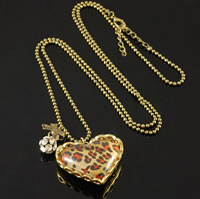 Leopard Heart Crystal Ball Necklace