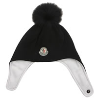 Moncler Fleece Hat with Fox Fur Pom Pom
