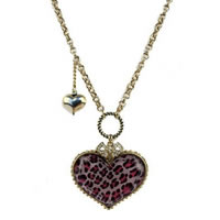 Pink Leopard Heart Necklace