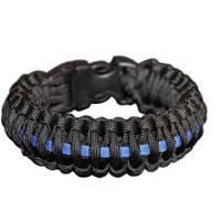 Police Blue Line Paracord Survival Rescue Bracelet with Whistle Buckle