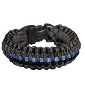 Police Blue Line Paracord Survival Rescue Bracelet with Whistle Buckle