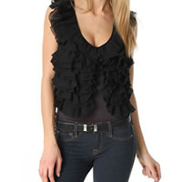 Romeo and Juliet Couture Ruffle Vest In Black