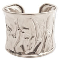 ZAD Silver Metal Wrinkled Cuff Bracelet