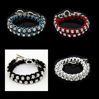 Stackable Rhinestone and Leather Wrap Bracelet
