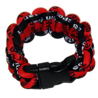 Paracord Style Titanium Bracelet - Black/Red