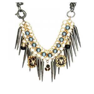Trendy Premium 2 Spider Jewel & Spike Necklace