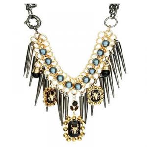 Trendy Premium 3 Spider Jewel & Spike Necklace
