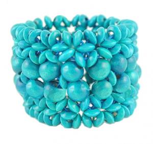 Trendy Turquoise Wooden Stretch Bracelet 