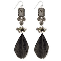 ZAD Crystal, Feather & Bead Dangle Earrings