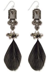 ZAD Crystal, Feather & Bead Dangle Earrings