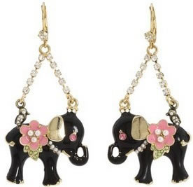 Betsey Johnson Vintage Betsey Elephant Drop Earrings