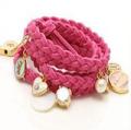 Couture Style Braided Leather Charm Bracelet