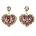 BETSEY JOHNSON Pink Leopard Heart Drop Earrings