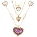 BETSEY JOHNSON Pink Leopard Heart Multi-Strand Necklace