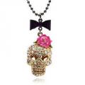 Betsey Johnson Rose Skull Pendant Necklace
