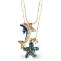 Dolphin and Starfish 2 Row Necklace