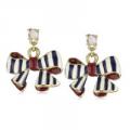 Betsey Johnson Spectator Striped Bow Drop Earrings