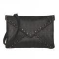 Black Skull Envelope Clutch Purse With Hematite Adornment