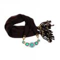 Black Trendy Turquoise Scarf Necklace