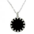 Black Geometric Sunburst Silver-tone Necklace