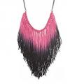 ZAD Black & Pink Ombre Fringe Necklace