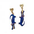 Blue Alligator Drop Earrings