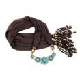 Brown Trendy Turquoise Scarf Necklace