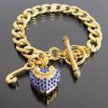 COUTURE Style Bracelet Blue Heart Starter Gold
