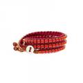 Chan Luu Silver and Leather Coral Wrap Bracelet