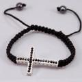 Black Woven Black Cross Cord Friendship Bracelet