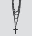 Cross Black Multi-Chain Necklace