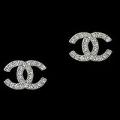 DC Silver Rhinestone Stud Earrings