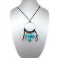 Hippie Chic Trendy Dream Hoop Necklace with turquoise nuggets