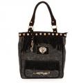 Ed Hardy Women's Finly Fringe Black Cotton/Leather Tote