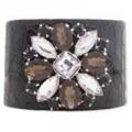 ZAD Faux Crocodile Skin Rhinestone Flower Cuff Bracelet