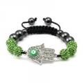 Green Hamsa Hand Bracelet
