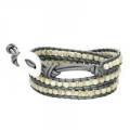 Handmade Trendy Howlite Stone Bead Wrap Bracelet in Grey