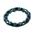 Ladies Hematite Blue Black Pearl Magnetic Stretch Health Bracelet