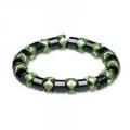 Ladies Hematite Green Black Pearl Magnetic Stretch Health Bracelet