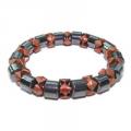Ladies Hematite Orange Black Pearl Magnetic Stretch Health Bracelet