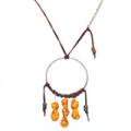 Hippie Chic Trendy Dream Hoop Necklace with orange nuggets