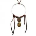 Hippie Chic Trendy Dream Hoop Necklace with brown nuggets