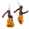 Hippie Chic Trendy Orange Nugget Wrap Drop Earrings
