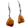 Hippie Chic Trendy Orange Nugget Wire Drop Earrings