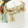 Couture Style Multi-Layer Leather Paris Gold Bracelet