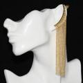 Long Fringe Earring with Ear Cuff in gold