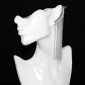 Long Fringe Earring with Ear Cuff in silver