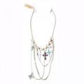 Lucky Brand Colorful Multi Chain Fringe Cross Necklace